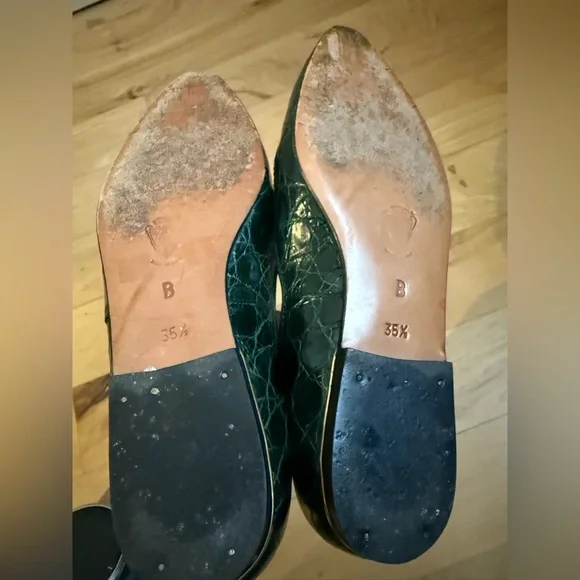 Gucci Vintage Green Crocodile Flats Size 5.5